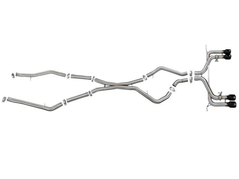 aFe MACH Force-Xp 3.5in. 304 SS C/B Exhaust w/o Muffler 15-18 BMW X5 M V8-4.4L (tt) - Black Tip - 49-36342-B