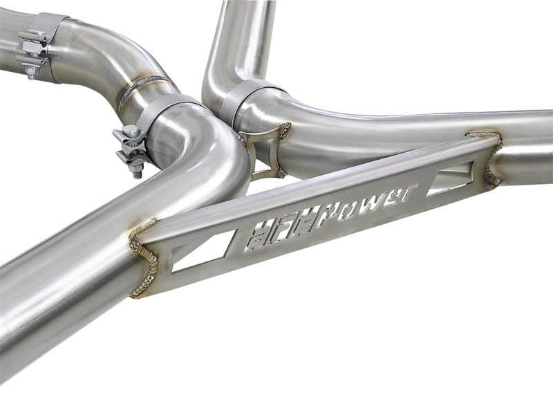 aFe MACH Force-Xp 3.5in. 304 SS C/B Exhaust w/o Muffler 15-18 BMW X5 M V8-4.4L (tt) - Black Tip - 49-36342-B