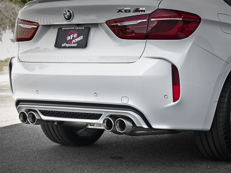 aFe MACH Force-Xp 3.5in. 304 SS C/B Exhaust w/o Muffler 15-18 BMW X5 M V8-4.4L (tt) - Polished Tip - 49-36342-P