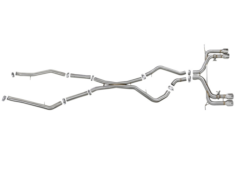 aFe MACH Force-Xp 3.5in. 304 SS C/B Exhaust w/o Muffler 15-18 BMW X5 M V8-4.4L (tt) - Polished Tip - 49-36342-P