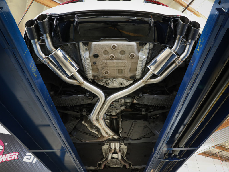 aFe 18-20 Audi RS5 Coupe MACH Force-Xp 3in to 2.5in 304 SS Axle-Back Exhaust System-Quad Carbon Tips - 49-36427-C