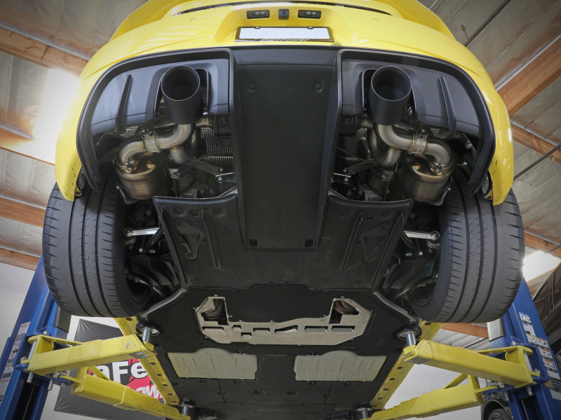 aFe MACHForce XP 2.25in-2.5in 304SS Exhaust Cat-Back Porsche 20-22 Cayman GT4(718) 4.0L - Black Tips - 49-36443-B