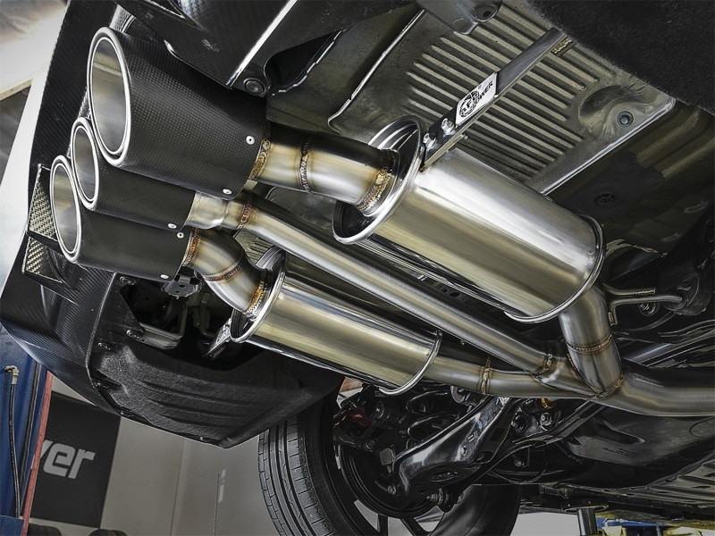 aFe POWER Takeda 2-1/2in to 2-1/4in 304SS Catback Dual-Exit Exhaust 17+ Honda Civic Type R w/CF Tips - 49-36616-C