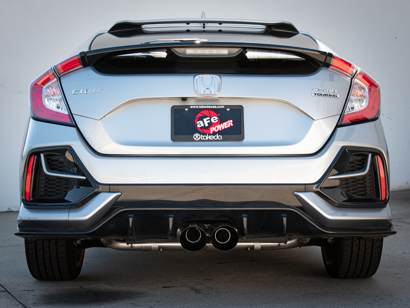aFe Takeda 3in 304 SS Cat-Back Exhaust System w/Black Tips 17-20 Honda Civic Sport L4-1.5L (t) - 49-36624-B