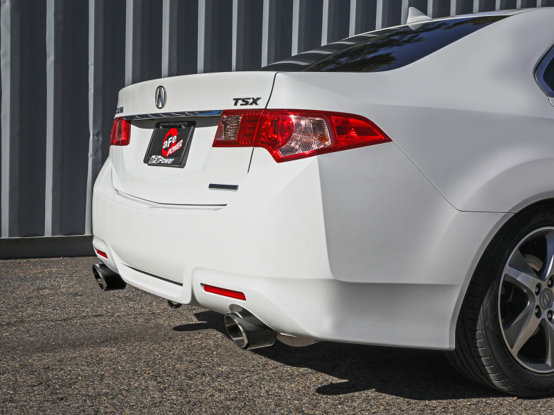 aFe 09-14 Acura TSX L4 2.4L Takeda 2-1/2in to 2-1/4in 304 SS Cat-Back Exhaust System w/ CF Tips - 49-36629-C