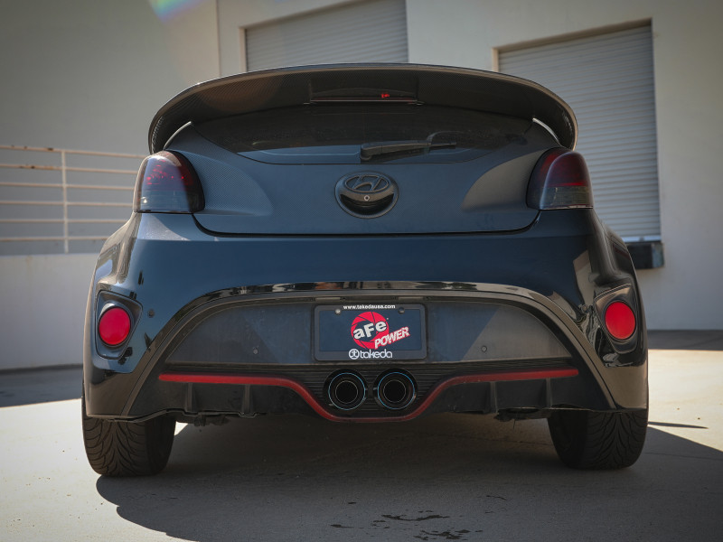aFe Takeda 13-17 Hyundai Veloster L4-1.6L 2-1/2in 304 SS Axle-Back Exhaust w/ Blue Flame Tips - 49-37019-L