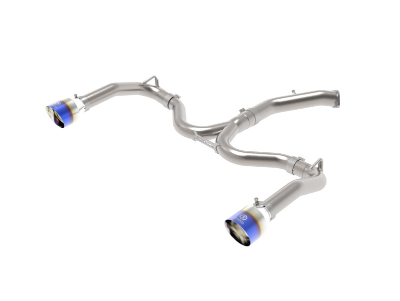 aFe Takeda 20-21 Kia Forte GT 1.6L (t) 3in to 2.5in SS Axle-Back Exhaust System w/ Blue Flame Tips - 49-37037-L