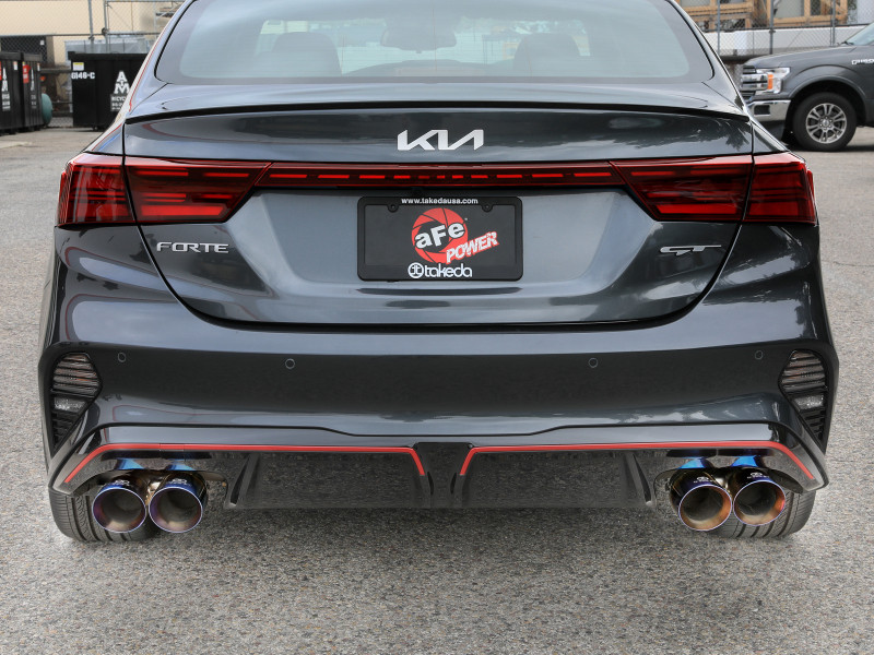 aFe 22-24 Kia Forte GT 1.6L 3in-2.5in 304 Stainless Steel Axle-Back Exhaust w/ Blue Flame Tips - 49-37039-L