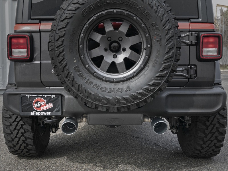 aFe Rebel Series 2.5in 304 SS Cat-Back Exhaust w/ Black Tips 2018+ Jeep Wrangler (JL) V6 3.6L - 49-38066-B