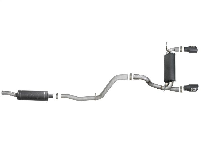 aFe Rebel Series 2.5in 304 SS Cat-Back Exhaust w/ Black Tips 2018+ Jeep Wrangler (JL) V6 3.6L - 49-38066-B