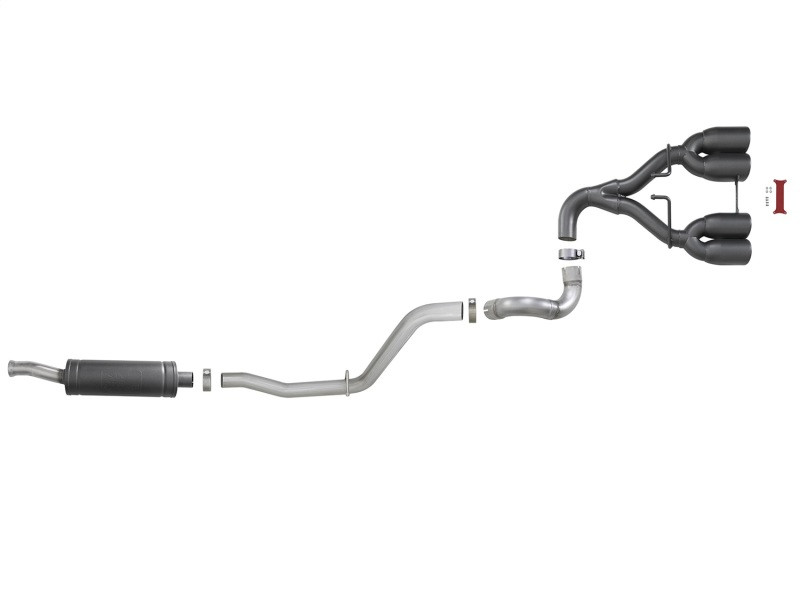 aFe Rebel Series 2.5in. 304 SS C/B Exhaust System 2018 Jeep Wrangler (JL) V6-3.6L - Black Tip - 49-38071-B
