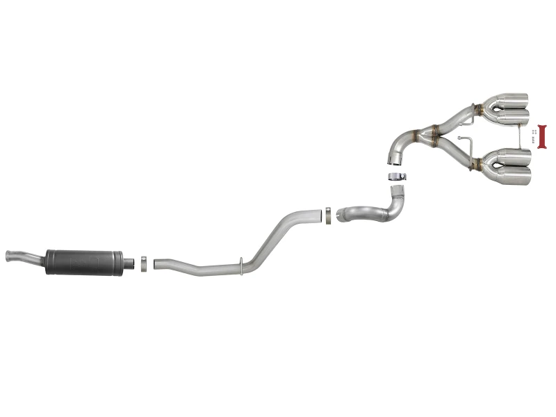 aFe Rebel Series 2.5in. 304 SS C/B Exhaust System 2018 Jeep Wrangler (JL) V6-3.6L - Polished Tip - 49-38071-P
