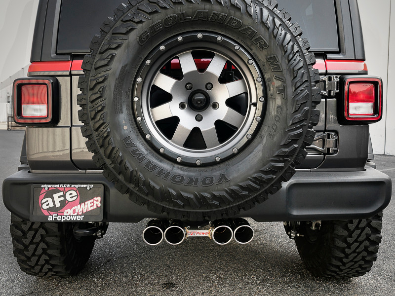 aFe Rebel Series 2.5in 304 SS Cat-Back Exhaust w/ Polished Tip 18-20 Jeep Wrangler (JL) - 49-38073-P