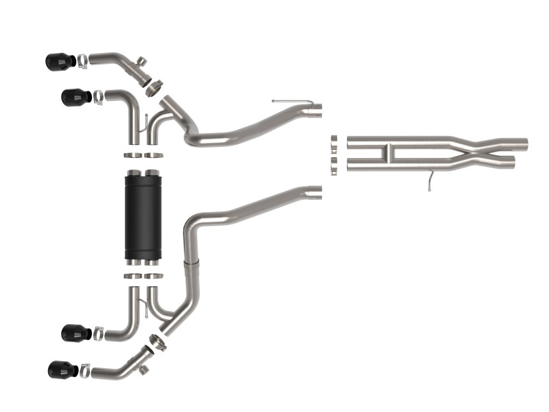 aFe Vulcan Series 2.5in 304SS Cat-Back Exhaust 2021+ Jeep Wrangler 392 6.4L w/ Black Tips - 49-38098-B