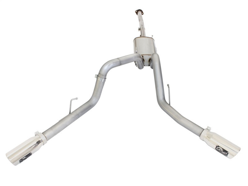 aFe MACHForce XP Exhaust 3in SS Dual Side Ext CB w/ Polished Tips 2015 Ford F150 5.0L V8 CC/SB EC/LB - 49-43074-P
