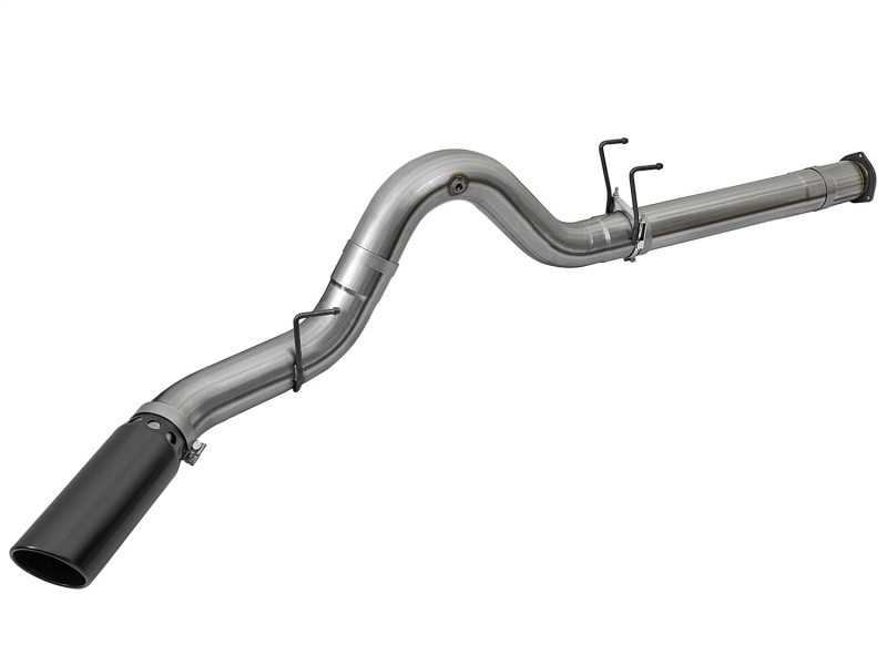 aFe Large Bore-HD 5in DPF Back 409 SS Exhaust System w/Black Tip 2017 Ford Diesel Trucks V8 6.7L(td) - 49-43090-B