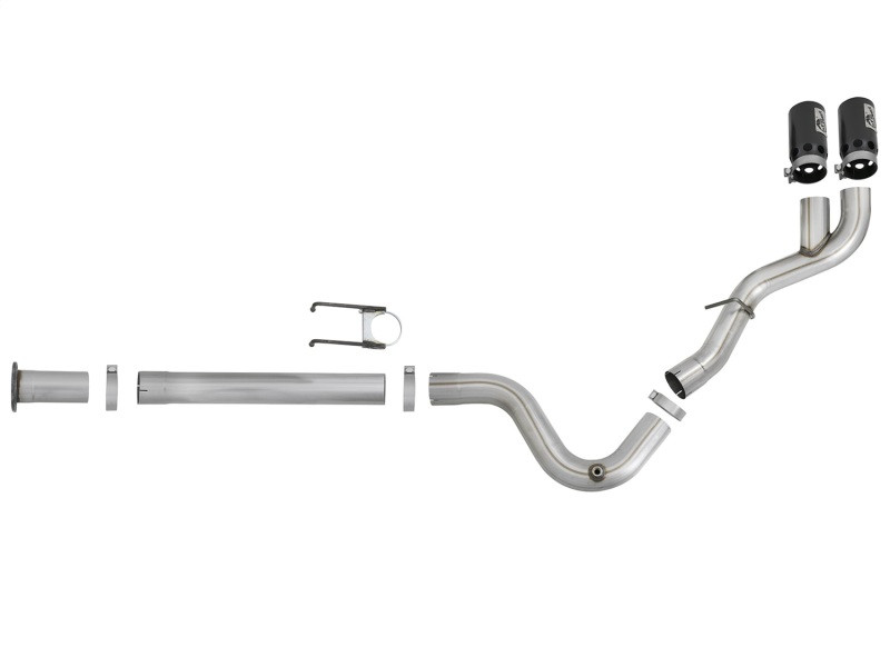 aFe Rebel XD 4in SS DPF-Back Exhaust 17-18 FOrd Diesel Trucks V8-6.7L (td) w/ Dual Black Tips - 49-43102-B