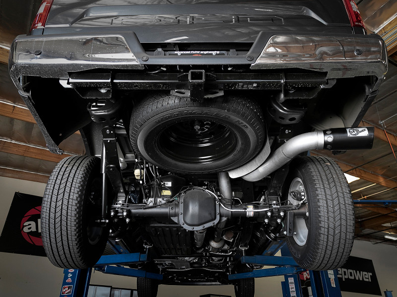 aFe Large Bore-HD 4in 409 SS DPF-Back Exh 18-19 Ford F-150 V6-3.0L (td) w/ Black Tip - 49-43106-B