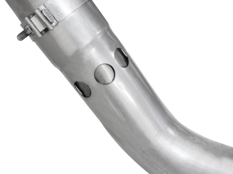 aFe Large Bore-HD 4in 409 Stainless Steel DPF-Back Exhaust w/Black Tip 15-16 Ford Diesel V8 Trucks - 49-43122-B