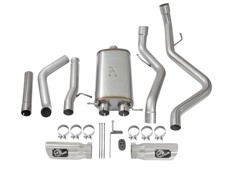 aFe MACH Force-Xp 3in CB SS Dual Exhaust w/Polished Tips 09-16 GM Silverado/Sierra 4.3L/4.8L/5.3L - 49-44071-P