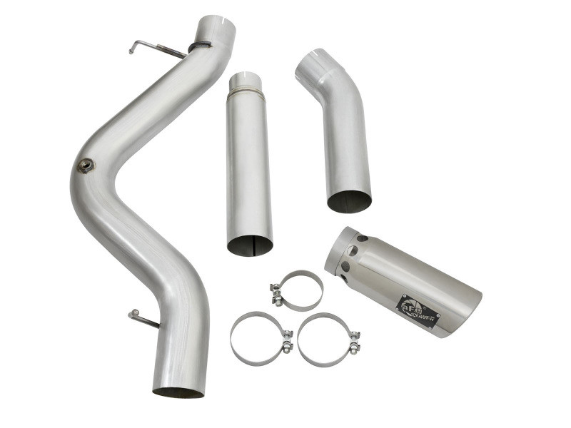 aFe LARGE Bore HD 5in Exhausts DPF-Back SS w/ Pol Tips 16-17 GM Diesel Truck V8-6.6L (td) LML/L5P - 49-44081-P