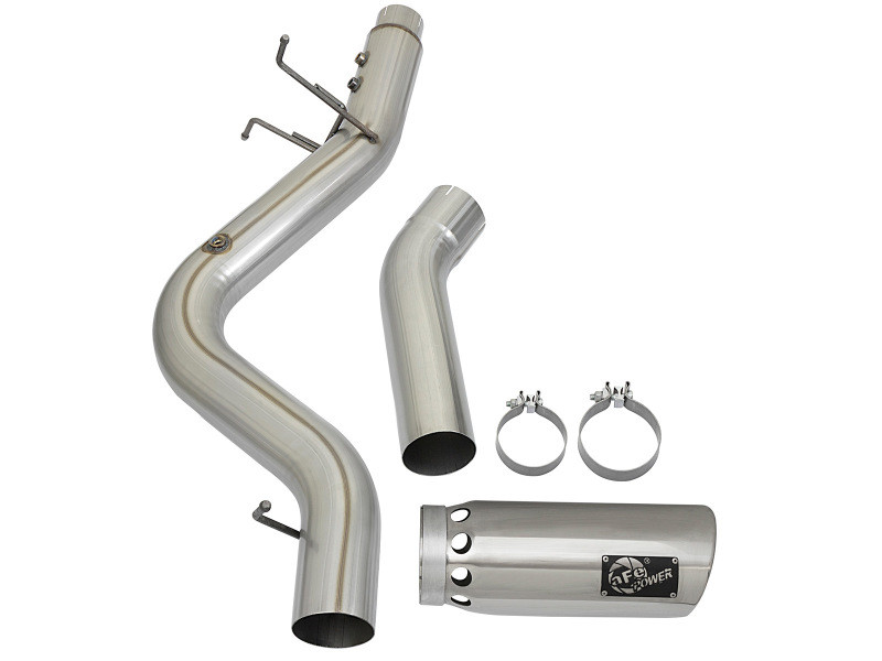 aFe LARGE BORE HD 5in 409-SS DPF-Back Exhaust w/Polished Tip 2017 GM Duramax V8-6.6L (td) L5P - 49-44085-P