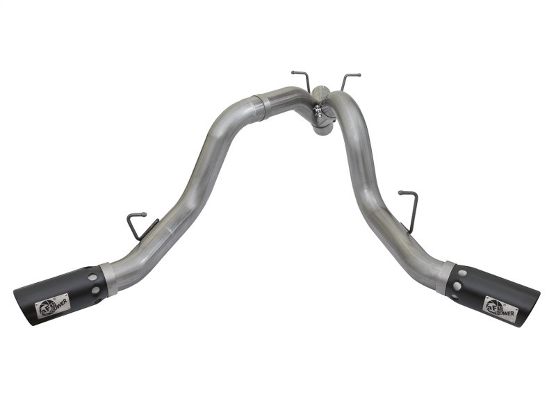 aFe LARGE BORE-HD 4in 409-SS DPF-Back Exhaust w/Dual Black Tips 2017 GM Duramax V8-6.6L (td) L5P - 49-44086-B