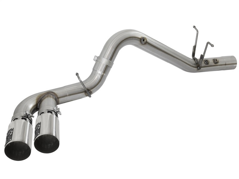 aFe Victory Series 4in 409-SS DPF-Back Exhaust w/ Dual Polished Tips 2017 GM Duramax V8-6.6L(td) L5P - 49-44089-P