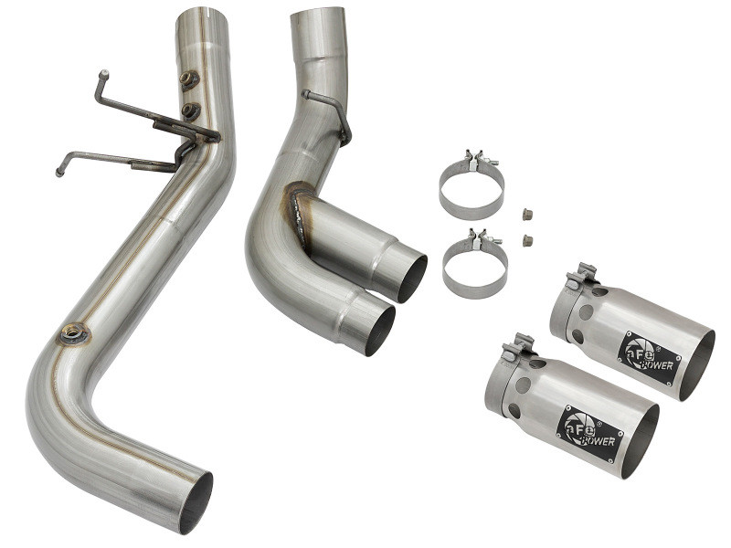aFe Victory Series 4in 409-SS DPF-Back Exhaust w/ Dual Polished Tips 2017 GM Duramax V8-6.6L(td) L5P - 49-44089-P