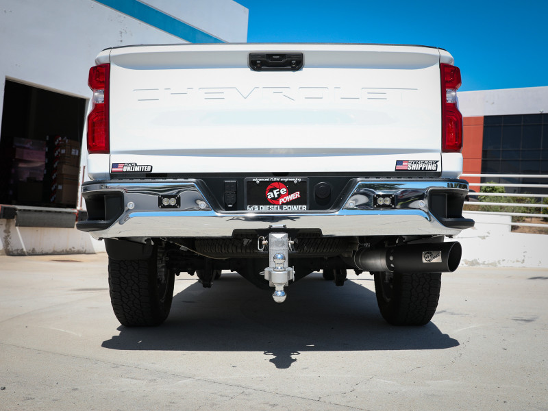 aFe Large Bore-HD 5 IN 409 SS DPF-Back Exhaust System w/Black Tip 20-21 GM Truck V8-6.6L - 49-44125-B