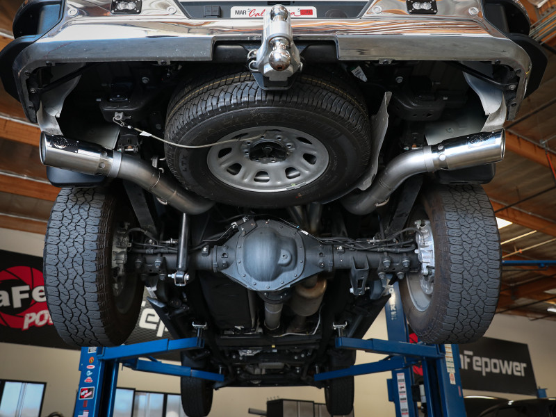 aFe Large Bore-HD 4in 409SS DPF-Back Exhaust System w/Polished Tips 20 GM Diesel Trucks V8-6.6L - 49-44126-P