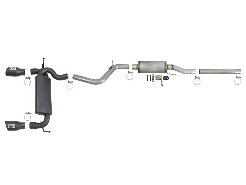 aFe Rebel Series 2.5in 409 SS Cat-Back Exhaust w/ Black Tips 2007+ Jeep Wrangler (JK) V6 3.6L/3.8L - 49-48062-B