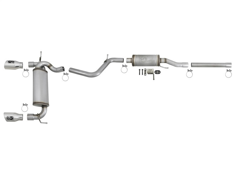 aFe Rebel Series 2.5in 409 SS Cat-Back Exhaust w/ Polished Tips 07+ Jeep Wrangler (JK) V6 3.6L/3.8L - 49-48062-P