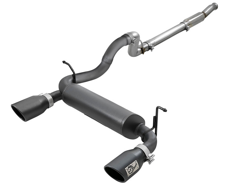 aFe Rebel Series 409 Stainless Steel Cat-Back Exhaust 18-21 Jeep Wrangler JL 2.0L (t) - Black Tip - 49-48096-B