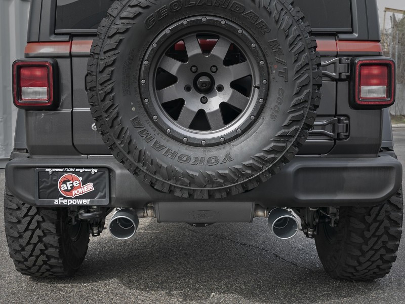 aFe Rebel Series 409 Stainless Steel Cat-Back Exhaust 18-21 Jeep Wrangler JL 2.0L (t) - Black Tip - 49-48096-B