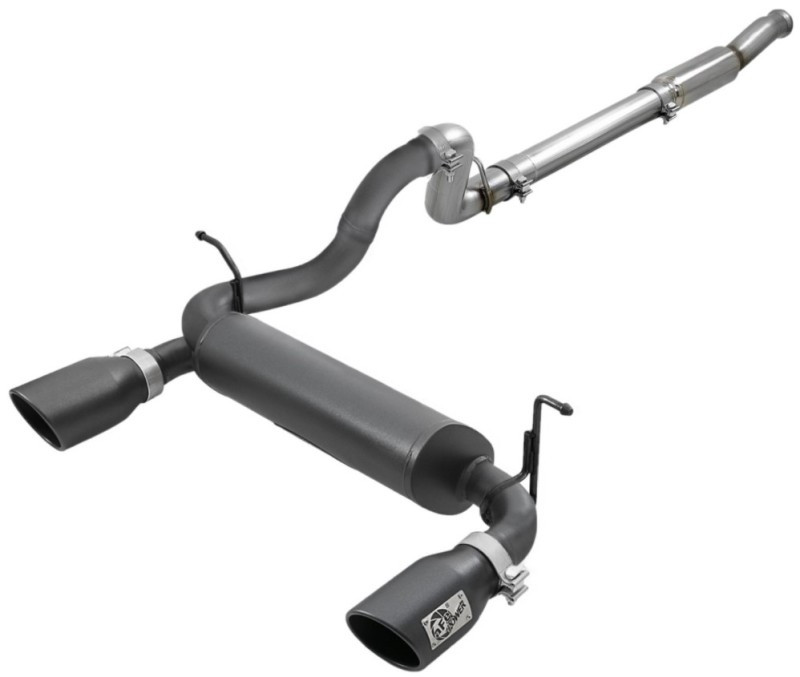 aFe Rebel Series 409 Stainless Steel Cat-Back Exhaust 18-21 Jeep Wrangler JL 2.0L (t) - Black Tip - 49-48096-B