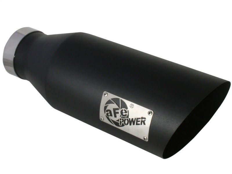 aFe MACHForce XP Exhausts Tips SS-304 EXH Tip 4In x 7Out x 18L Bolt-On (blk) - 49-92023-B