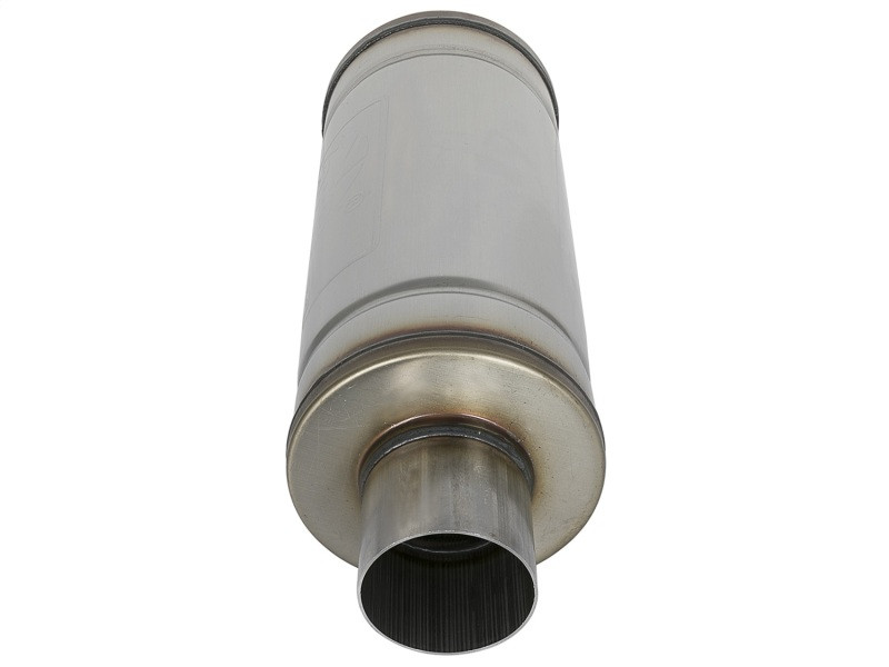 aFe MACH Force-Xp 409 SS Muffler 3in Center/Center 14in L x 6in Dia - Round Body - 49M00012