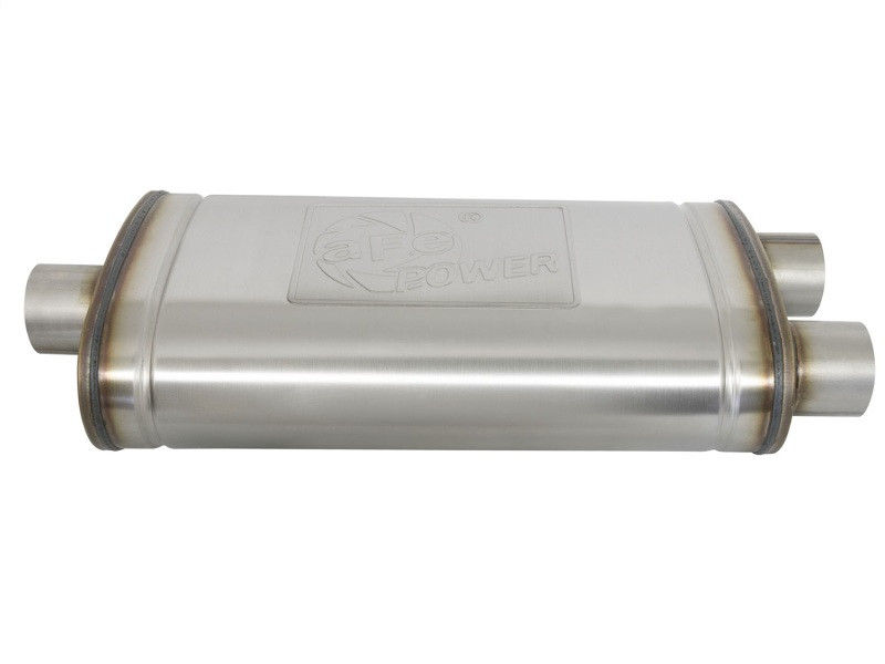 aFe MACHForce XP SS Muffler 3in Center Inlet / 3in Offset Outlet 22in L x 11in W x 6in H Body - 49M00015