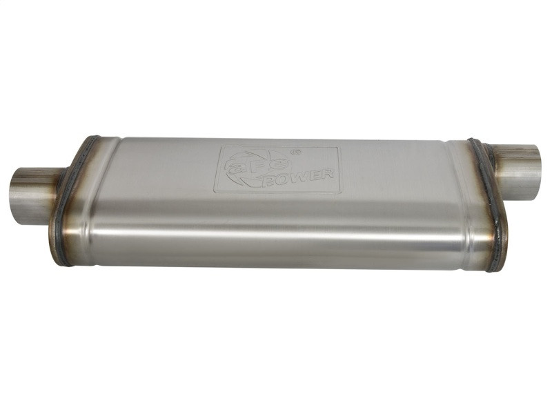 aFe MACHForce XP SS Muffler 3in Center Inlet / 3in Offset Outlet 22in L x 9in W x4in H Body - 49M00017