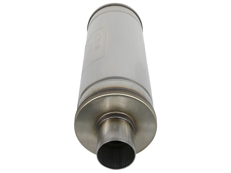 aFe MACH Force-Xp 409 SS Muffler 2.5in Center/Center 18in L x 6in Dia - Round Body - 49M00021
