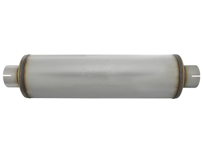 aFe MACH Force-Xp 409 SS Muffler 3-1/2in ID Center/Center x 7in Dia x 24in L - Round Body - 49M00024