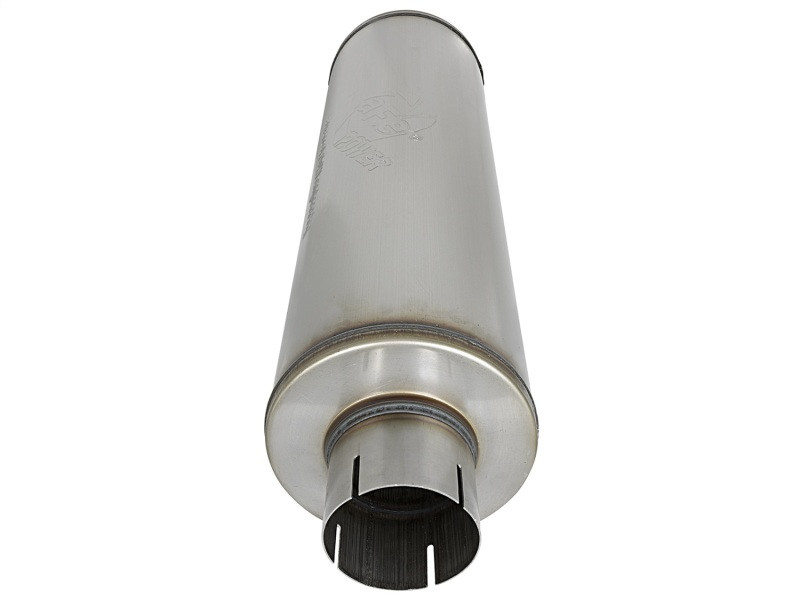 aFe MACH Force-Xp 409 SS Muffler 3-1/2in ID Center/Center x 7in Dia x 24in L - Round Body - 49M00024