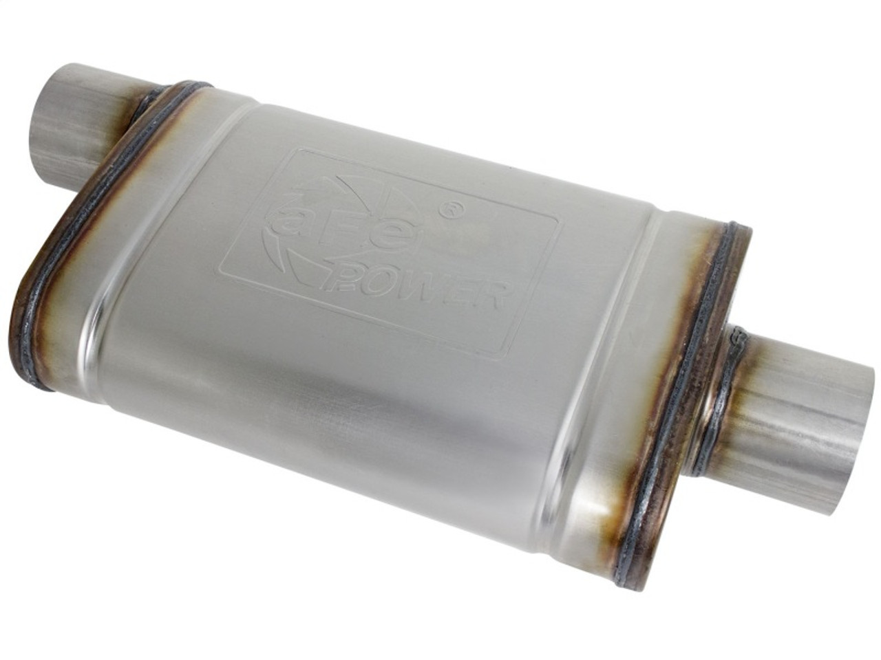 aFe MACHForce XP SS Muffler 3in Center Inlet / 3in Outlet 9in L x 4in W x 14in Body - 49M00031