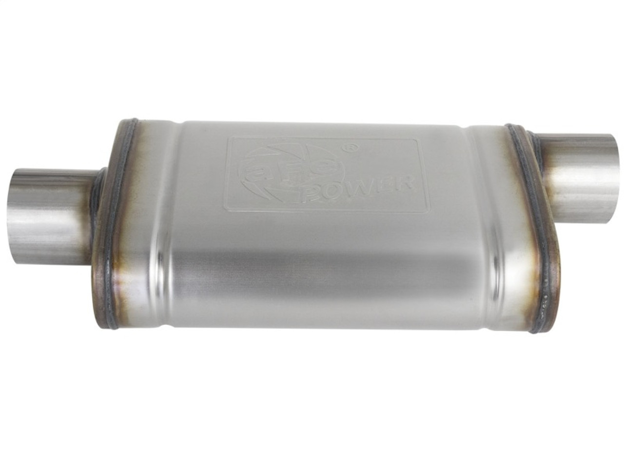 aFe MACHForce XP SS Muffler 3in Center Inlet / 3in Outlet 9in L x 4in W x 14in Body - 49M00031