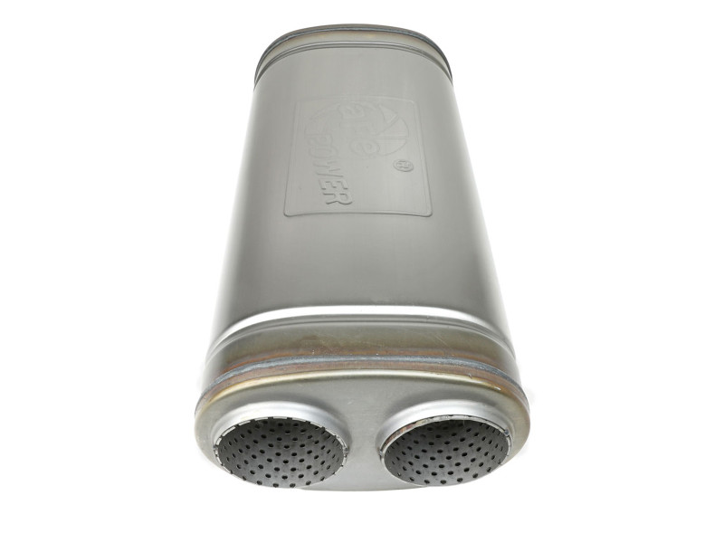 aFe MACH Force-Xp 409 SS Muffler 3in Dual Inlet/Dual Outlet 5in H x 8in W x 18in L - Oval Body - 49M00055