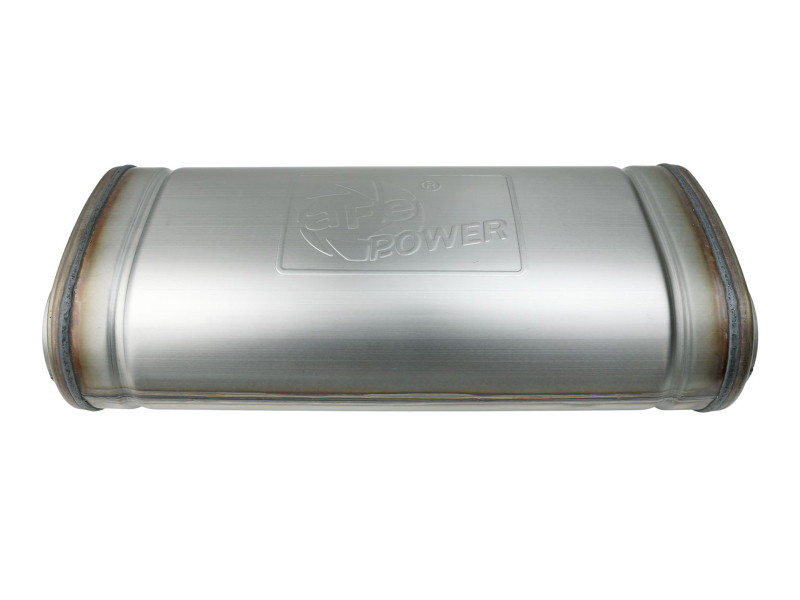 aFe MACH Force-Xp 409 SS Muffler 3in Dual Inlet/Dual Outlet 5in H x 8in W x 18in L - Oval Body - 49M00055