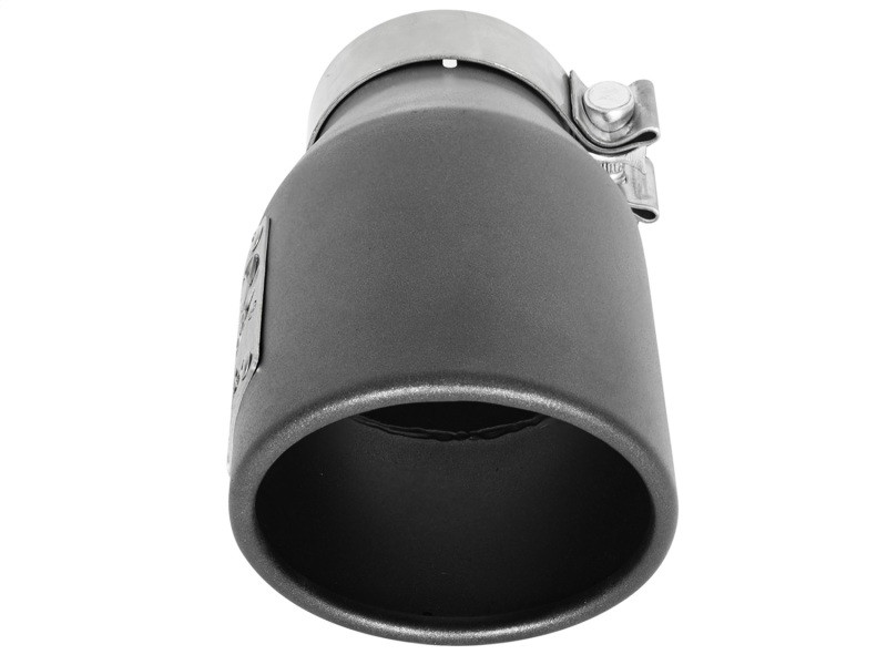 aFe MACH Force-Xp 3in 304 SS Metallic Black Exhaust Tip 3in In x 4-1/2in Out x 9in L Bolt-On Left - 49T30452-B091