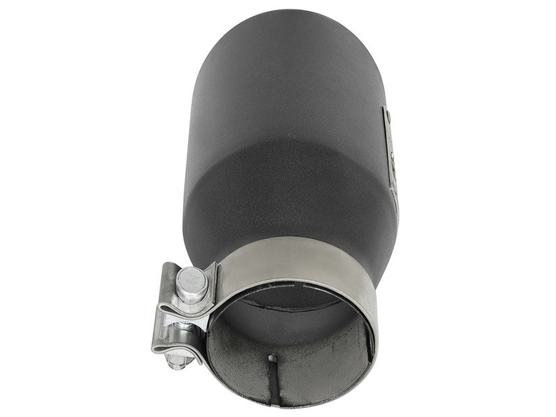 aFe MACH Force-Xp 3in 304 SS Metallic Black Exhaust Tip 3in In x 4-1/2in Out x 9in L Bolt-On Left - 49T30452-B091