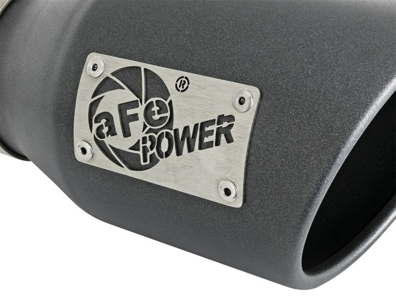 aFe MACH Force-Xp 3in 304 SS Metallic Black Exhaust Tip 3in In x 4-1/2in Out x 9in L Bolt-On Left - 49T30452-B091